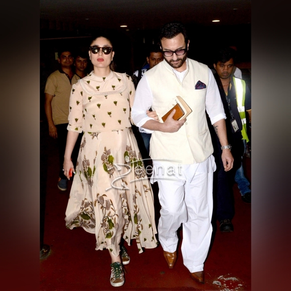 Ritu Kumar Label Floral Beige Dress aso Kareena Kapoor XS Green Silk Maxi - Picture 3 of 10